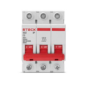 Disjuntor Trifásico 02A 3P CURVA C 6KA Steck SDZD63C02